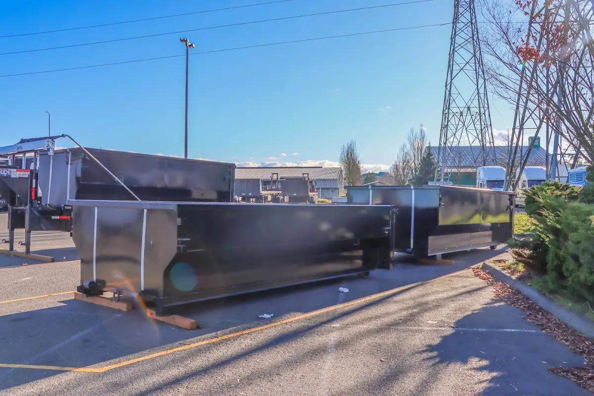 Roll-off dumpster ready for waste disposal at job site for 4 Yard Dumpster Rental in Irvine